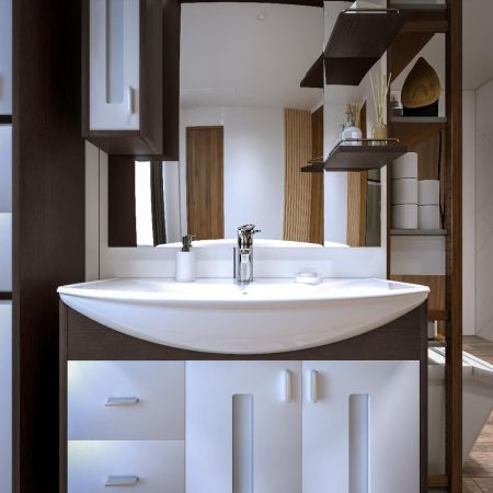 Комплект мебели для ванной Бриклаер БАЛИ 85LV, венге/белый, артикул БАЛИ 85LV