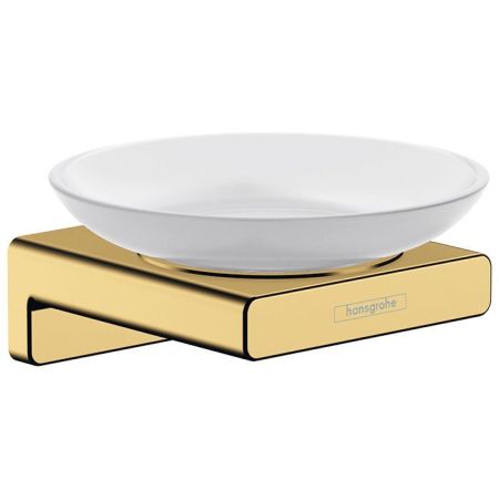 Мыльница, Hansgrohe, AddStoris, ширина, мм-107, глубина, мм-109, высота, мм-52, тип установки-настенный, материал мыльницы-керамика, держатель-в комплекте, материал держателя-металл, крепления в комплекте, цвет-полированное золото, артикул 41746990