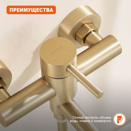 Смеситель для ванны Prohanss P31.30.03, золотой сатин, артикул P31.30.03