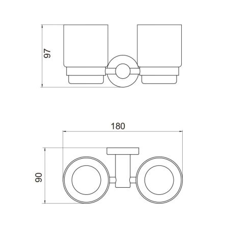 Стакан для ванной комнаты двойной Savol S-005668Q, графит, артикул S-005668Q