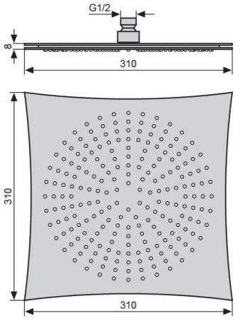 Emmevi Ares, верхний душ для серии Ares. 310*310 мм. Сталь, цвет хром, артикул C00694/CR