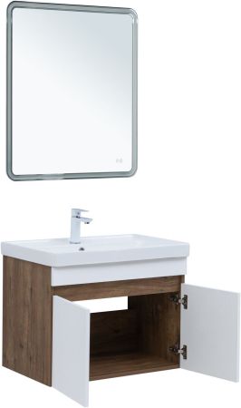 Тумба под раковину Aquanet Оптима 70 дуб рустикальный/белый сатин, артикул 00344792
