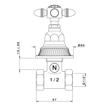 Nicolazzi Impero Вентиль запорный 1/2”, цвет: хром