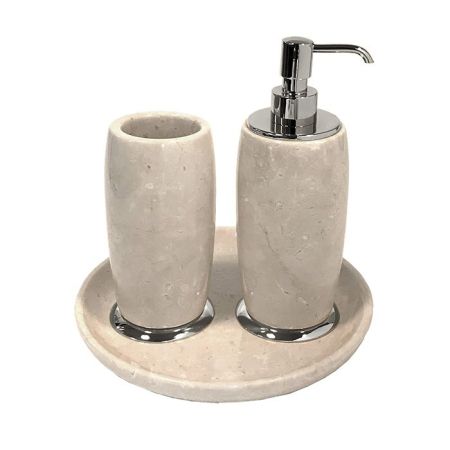 3SC Elegance MARMO КоплектЖ стакан, дозатор, лоток,  мрамор botticino/,цвет: хром, артикул EL99ABTSL