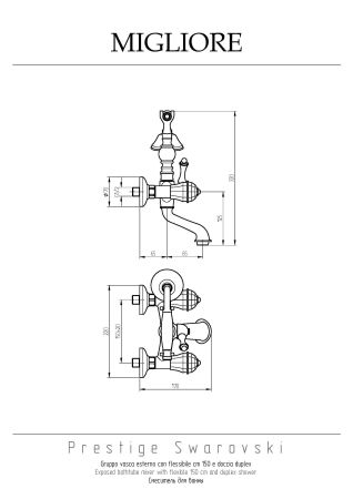 PRESTIGE CRYSTAL Смеситель для ванны внешний, золото, артикул 28016
