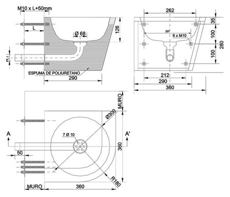 Раковина Nofer 36 13036.CLR.S. сатин, матовая