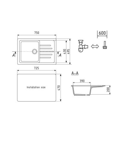 Кухонная мойка Ulgran U-400-341, ультра-белый, артикул U-400-341