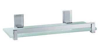 Gedy, стеклянная полка с бортиком, длина 30 см, цвет цвет зачищенный хром