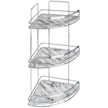 Полка для ванной комнаты угловая тройная, Marble