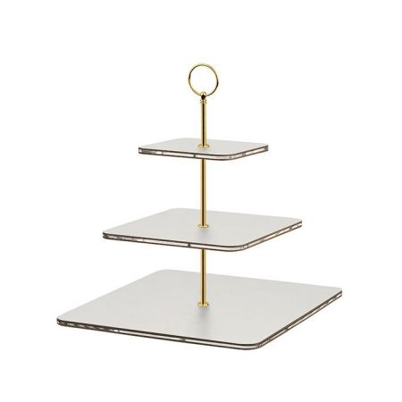 ADJ Сервировочная стойка, 30x30xH35 см.,ручка Круглая, цвет: устричный, фурнитура золото, артикул 0092C.02.O