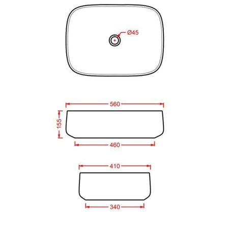 ARTCERAM COGNAC Раковина настольная Quadro 56x41 см, цвет белый глянец, покрытие Saniglaze, артикул COL009 01 34
