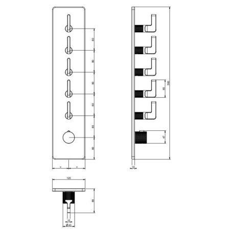 GESSI INCISO Встраиваемый термостатический смеситель на 5 источников, резьба 3/4" (внешние части), цвет: nero XL, артикул 58210#299
