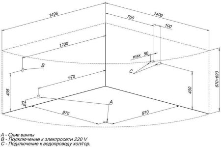 Акриловая ванна Aquanet Malta New 150x150 (с каркасом), артикул 00205410