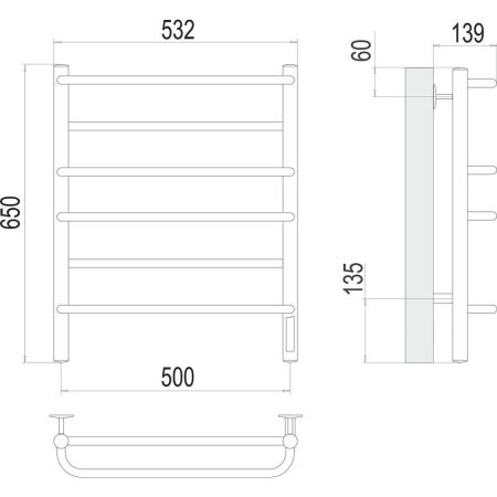 Полотенцесушитель электрический Terminus Евромикс П6 50х65, артикул 4670078531278