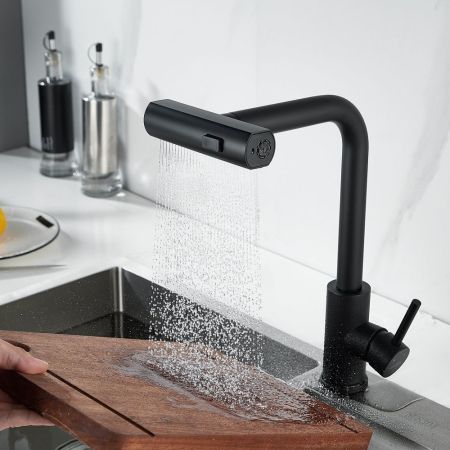 Смеситель для кухни с мультифункциональным изливом Shevanik S263H, черный, артикул S263H