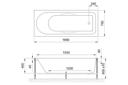 Акриловая ванна Royal Bath TUDOR RB407701 170x75x60