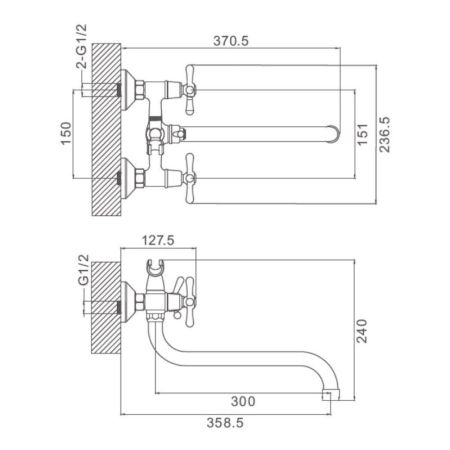 Смеситель для ванны Prohanss P11.22, хром, артикул P11.22