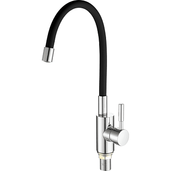 Смеситель для кухни с гибким изливом FASHUN A4053+B04, хром/черный