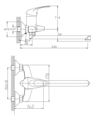Смеситель для ванны Haiba HB2203, хром, артикул HB2203