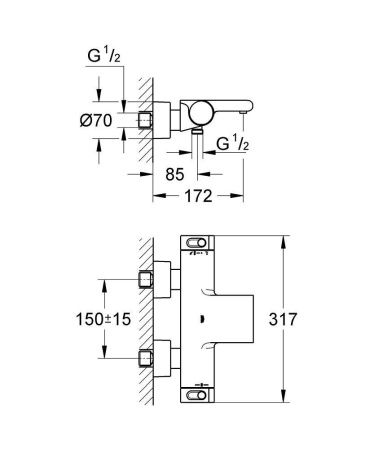 Термостат для ванны с душем GROHE GROHTHERM 2000 34174001 (хром, L-17,2), шт Термостат для ванны с душем GROHE GROHTHERM 2000 34174001 (хром, L-17,2), шт