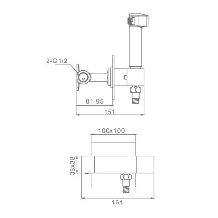 Гигиенический душ с термостатом Raglo R24.56.06, черный, артикул R24.56.06
