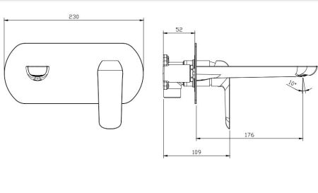 Смеситель для раковины DQ Düsseldorf встраиваемый настенный графит (DA1724406), артикул DA1724406