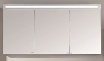 Puris Star Line, зеркальный шкаф (3 двери) с LED подсветкой 1400 мм, цвет чёрный структурный