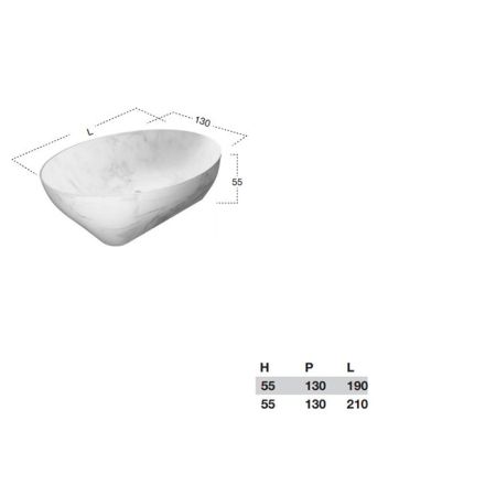 ANTONIO LUPI SOLIDEA Ванна отдельностоящая 2100х1300х550 мм., с нажимным донным клапаном, мрамор Nero Marquinia, артикул SOLIDEA210 Nero Marquinia/cr