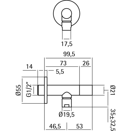 HUBER Lynox Вентиль для подключения смесителя, нержавеющая сталь, артикул ZB002930D1