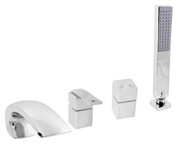 ЛОИРА - Смеситель для ванны на 4- отверстия.Переключатель керамический MD0449.5, душевой шланг с пру