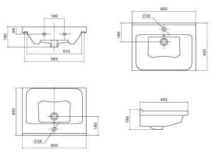 Раковина мебельная АКВАТОН МИРАНДА 1WH302421 ((60*45), белый), шт, артикул 1WH302421