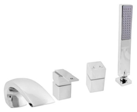 ЛОИРА - Смеситель для ванны на 4- отверстия.Переключатель керамический MD0449.5, душевой шланг с пру