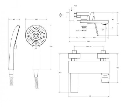 COMFORT Комплект смесителей для ванной - смеситель для ванны и смеситель для раковины, артикул COMFORT-VD/LS-01