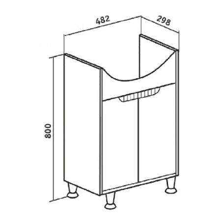 Тумба под раковину Runo Эко 50 4620750025755 Белая Лиственница, артикул 4620750025755
