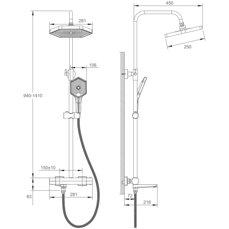Душевая система HAIBA черный (HB24726-7), артикул HB24726-7