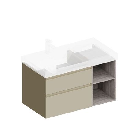 Тумба CUBO левая подвесная с ящиками 90, Лимо матовая-древесная, артикул CUB.90Lh\LIM