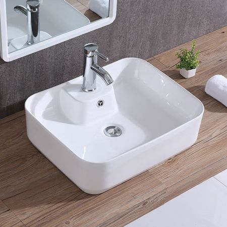 Раковина чаша WesnaArt KUBUS 3011-KUB13, белый, артикул 3011-KUB13