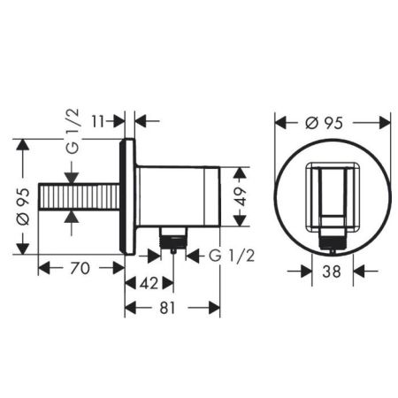 HANSGROHE FIXFIT S Шланговое подсоединение с держателем ручного душа, цвет щлифованная бронза, артикул 26888140