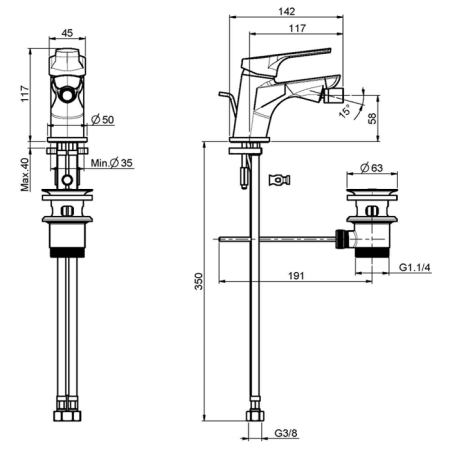FIMA|Carlo Frattini Serie 4 Смеситель для биде, с донным клапаном, цвет хром, артикул F3762CR