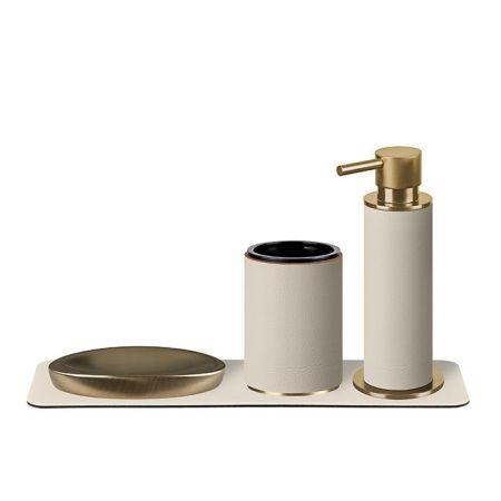 ADJ Стакан для зубных щеток, D7xH10 см., цвет:gold/панна котта, артикул 4941.gold/16