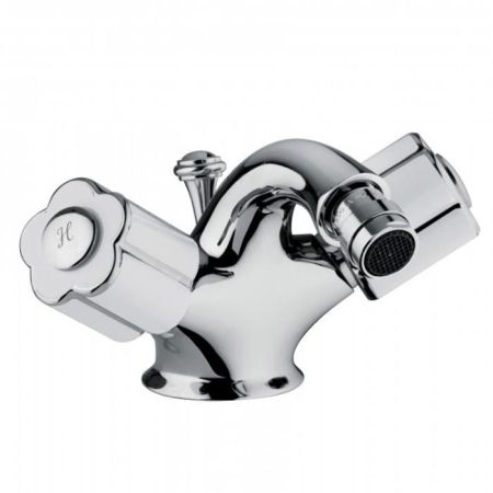 Bongio Fleur Blanc Смеситель для биде с донным клапаном, цвет хром/белый фарфор