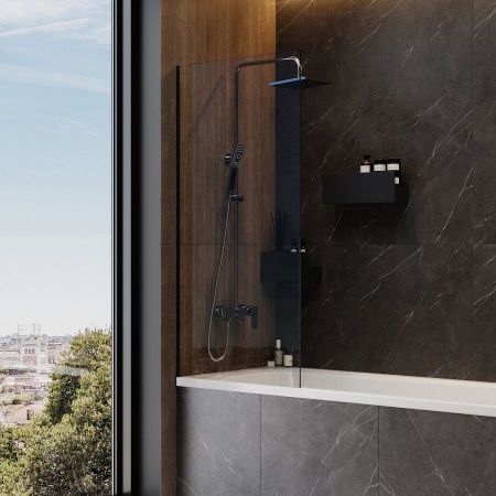 Шторка на ванну 70х140 см Maretti Marta MA41F7014099-560, профиль черный, артикул MA41F7014099-560