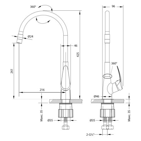 Смеситель для кухни Lemark Linara (LM0415C-Black), артикул LM0415C-Black