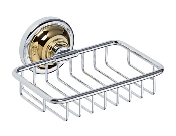 Мыльница Retro прямоугольная 140x65x142мм, золото/хром