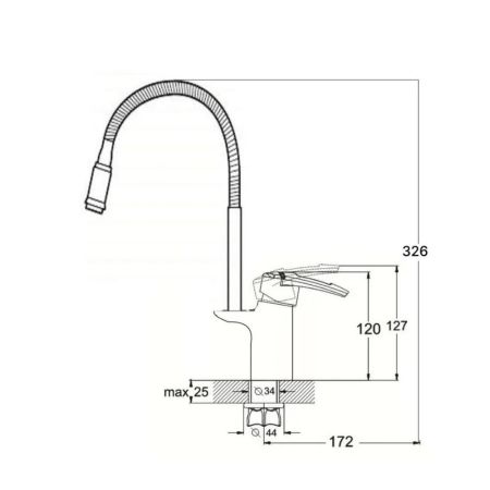 Смеситель для кухни с гибким изливом D-Lin D157315-Q, хром