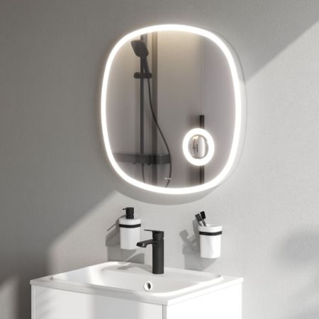 M8FMOX0653SA Func, Зеркало настенное с контурной LED-подсветкой, ИК сенсором и косметическим зеркало, артикул M8FMOX0653SA