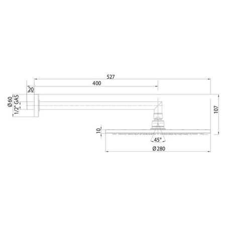 Верхний душ, Bossini, Cosmo, тип установки-настенный, ширина, мм-280, глубина, мм-280, форма-круглая, держатель-есть, размер держателя-400, материал-латунь, цвет-хром, артикул H70596I.030