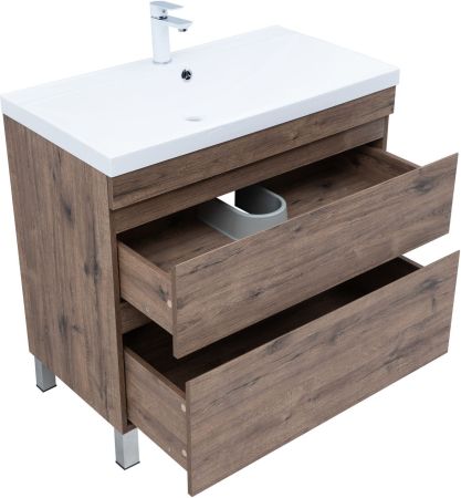 Тумба под раковину Aquanet Нота New 90 напольная, дуб веллингтон табак
