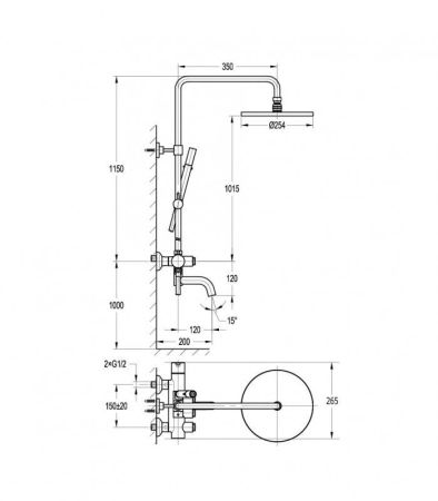 Душевая стойка со смесителем для ванны CEZARES ECO-CVD, артикул ECO-CVD-NOP