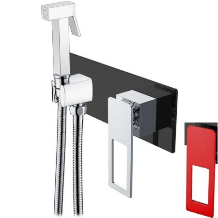 Гигиенический душ со смесителем Boheme Q 147-BR Черный Красный, артикул 147-BR